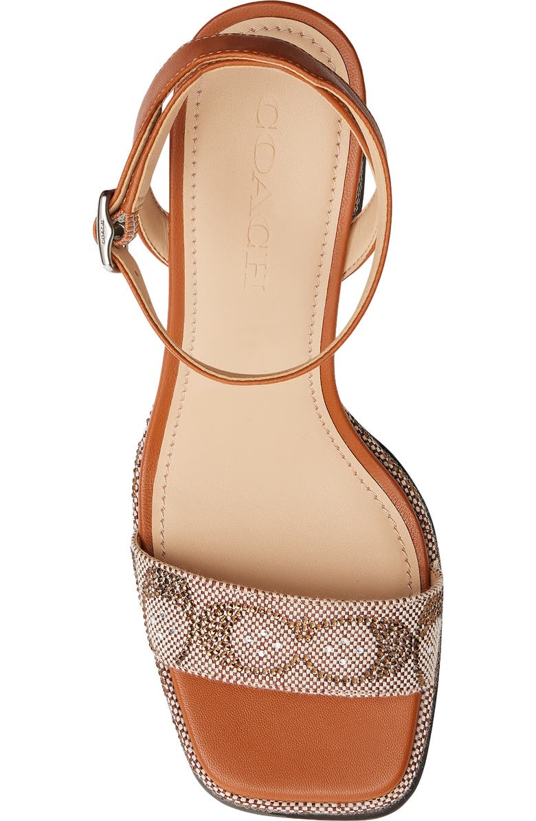 COACH Crystal Signature Jacquard Ankle Strap Platform Sandal, Alternate, color, Cocoa/ Burnished Amber
