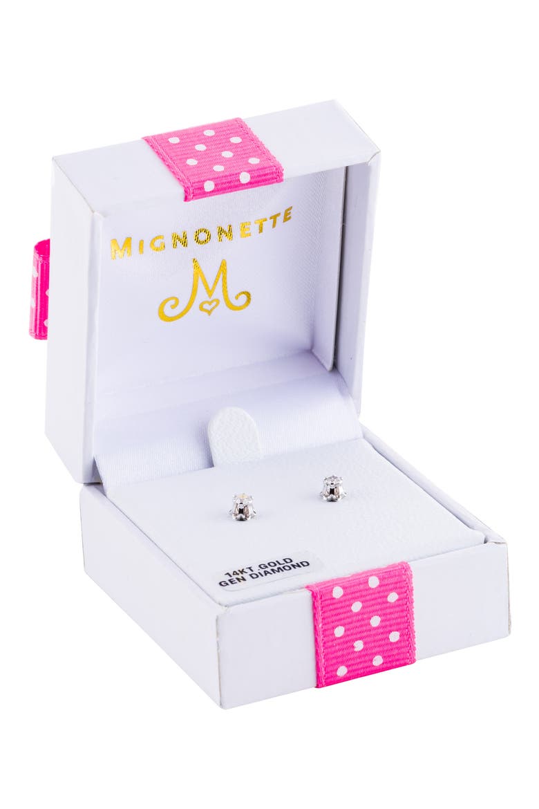 14k White Gold & Diamond Earrings, Alternate, color, WHITE