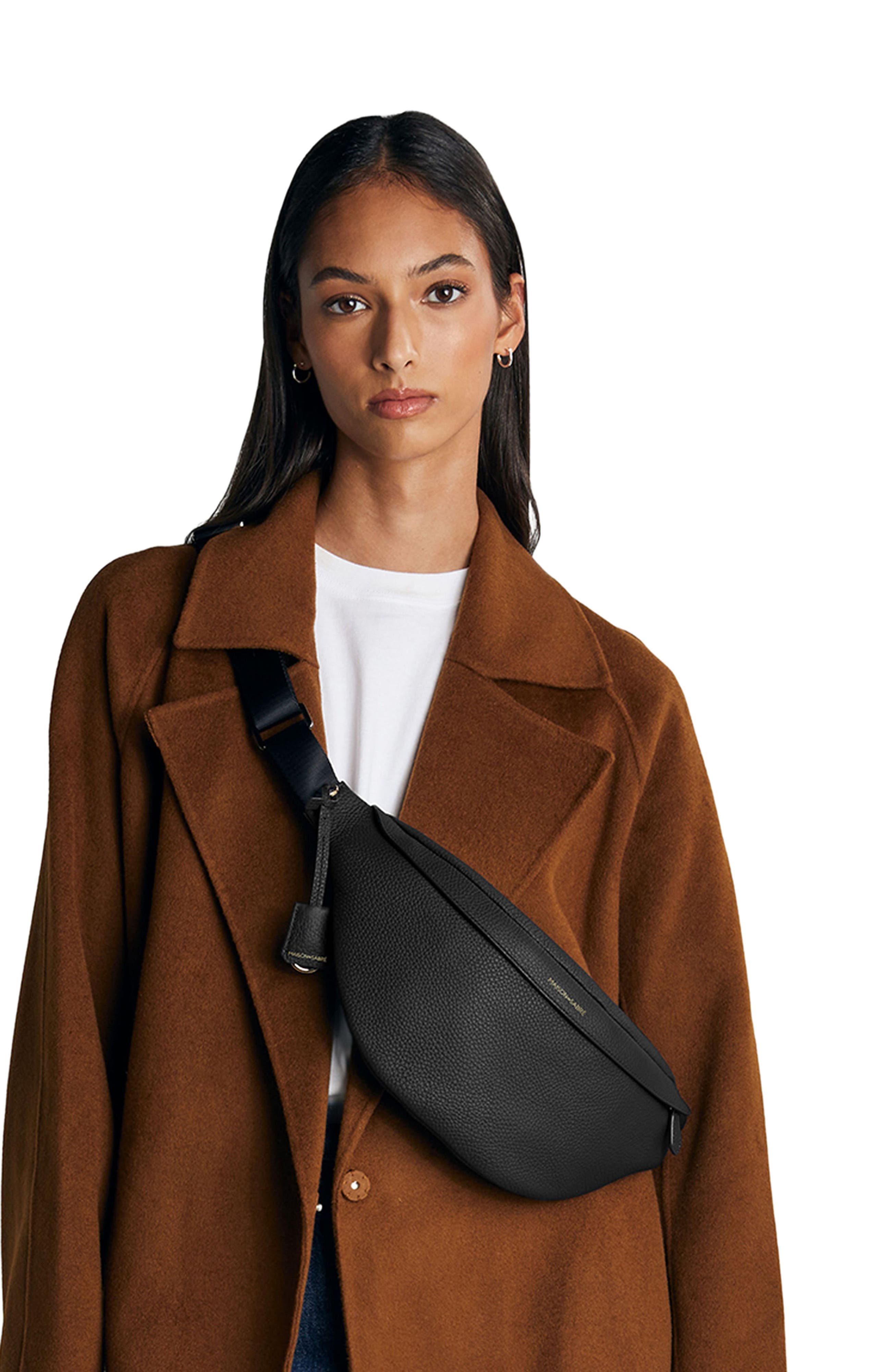 MAISON de SABRÉ Large Leather Sling Bag, Alternate, color, Black Caviar