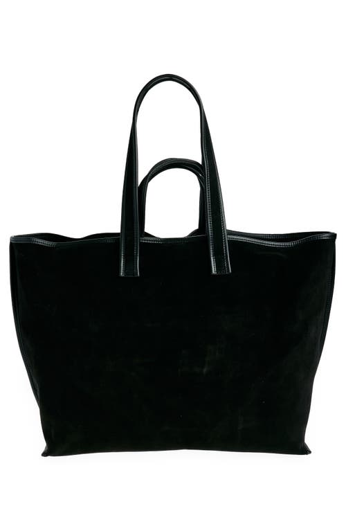 Kassl Large Contrast Trim Suede Tote In Black 0001