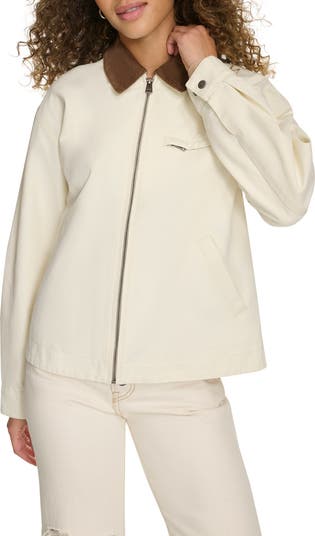 Cotton Twill Utility Jacket with Corduroy Collar