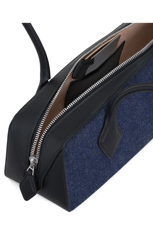 Alaïa Womens Alaia Le Teckel Medium Leather Shoulder Bag In Bleu Denim