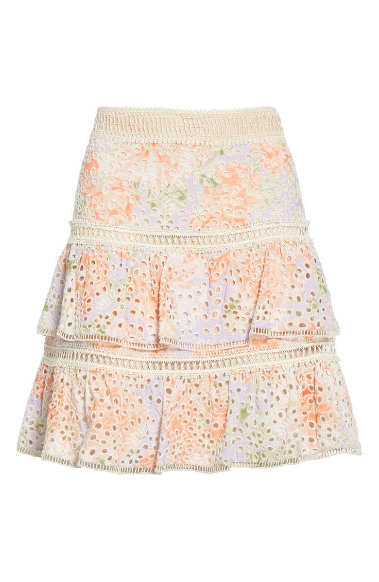 Alice + Olivia Kirsten Embroidered Eyelet Skirt, Alternate, color, 