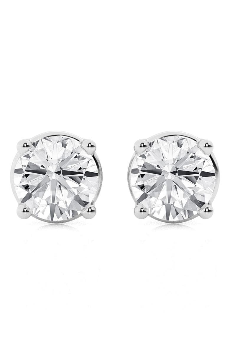 Badgley Mischka Collection 14K Gold Round Cut Near Colorless Lab-Created Diamond Stud Earrings - 1.5ct, Alternate, color, 1.5 Ctw White Gold