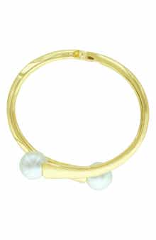 Imitation Pearl Crossover Hinge Bangle