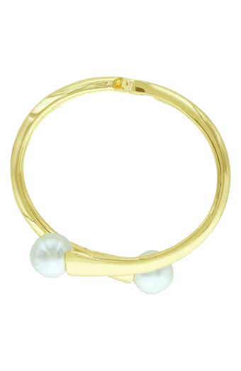 Imitation Pearl Crossover Hinge Bangle