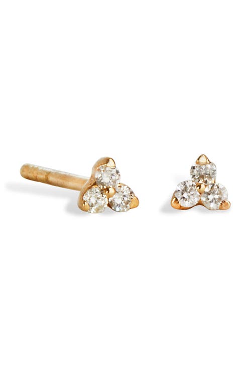 14K Gold Trio Diamond Stud Earrings - 0.06 ctw