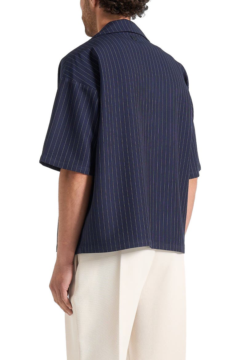 Abel Boxy Pinstripe Double Breasted Shirt, Alternate, color, Navy