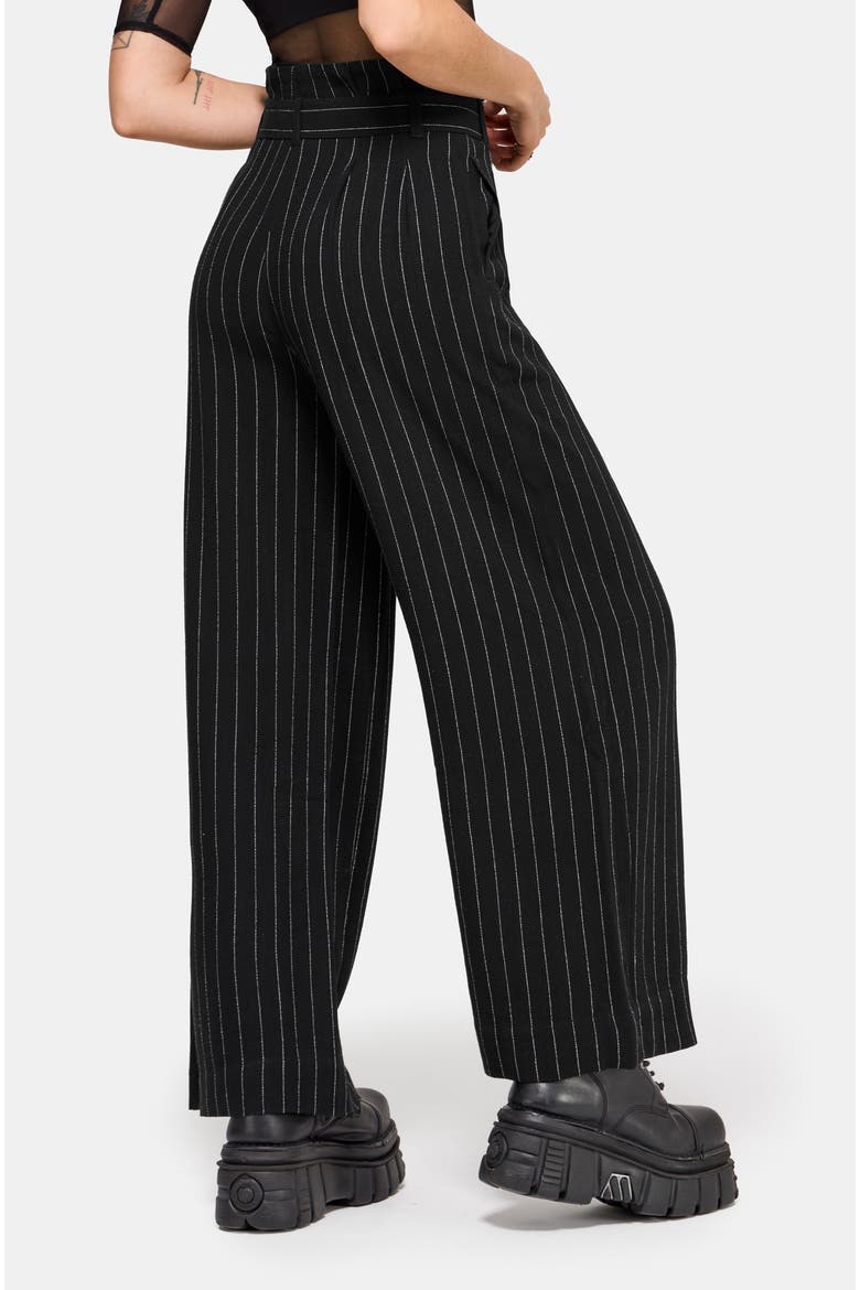 Charli Pinstripe Straight Leg Trouser, Alternate, color, Black