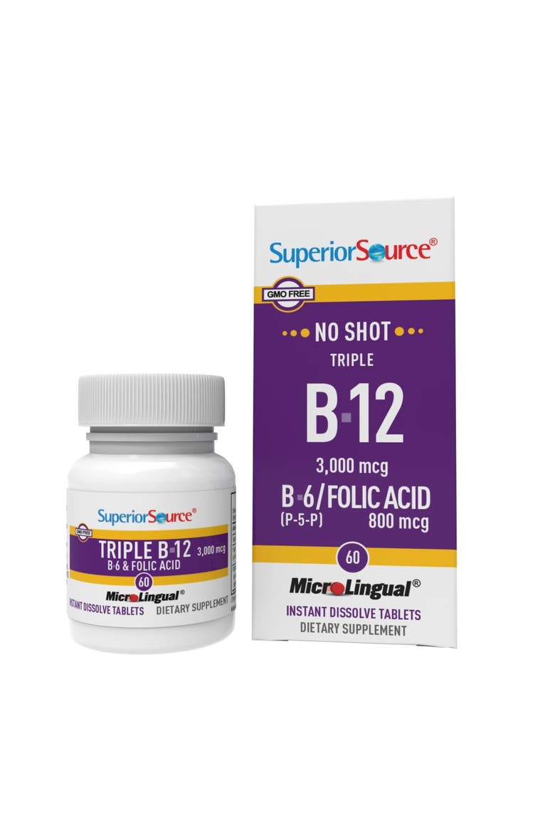 Triple B-12 B-6 Folic Acid Instant Dissolve Tablets, Main, color, White