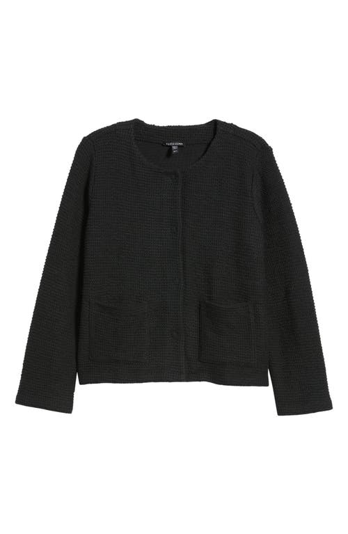 Eileen Fisher Textured Organic Cotton Jacket In Black