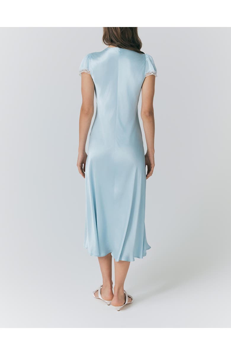 Ghost London Lillie Lace Trim Satin Dress, Alternate, color, Light Blue