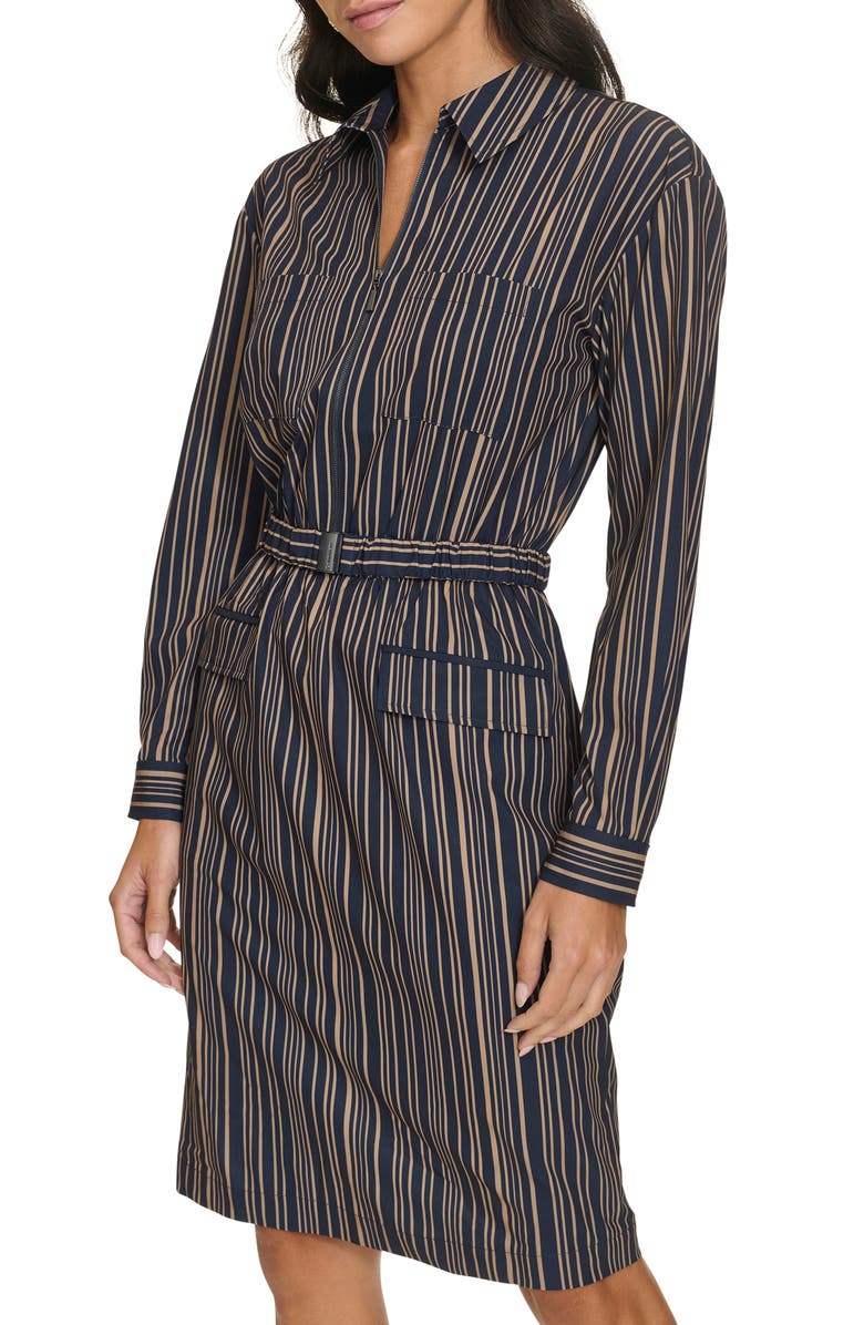 Calvin Klein Stripe Long Sleeve Dress, Alternate, color, 