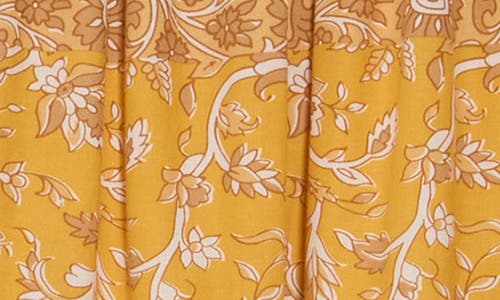 T Tahari Voile Tiered Maxi Skirt In Mustard Border Print