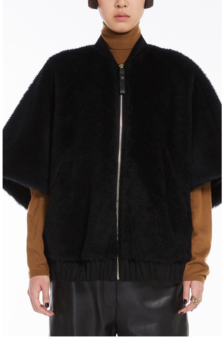 Broise Alpaca Blend Zip-Up Cape, Main, color, BLACK