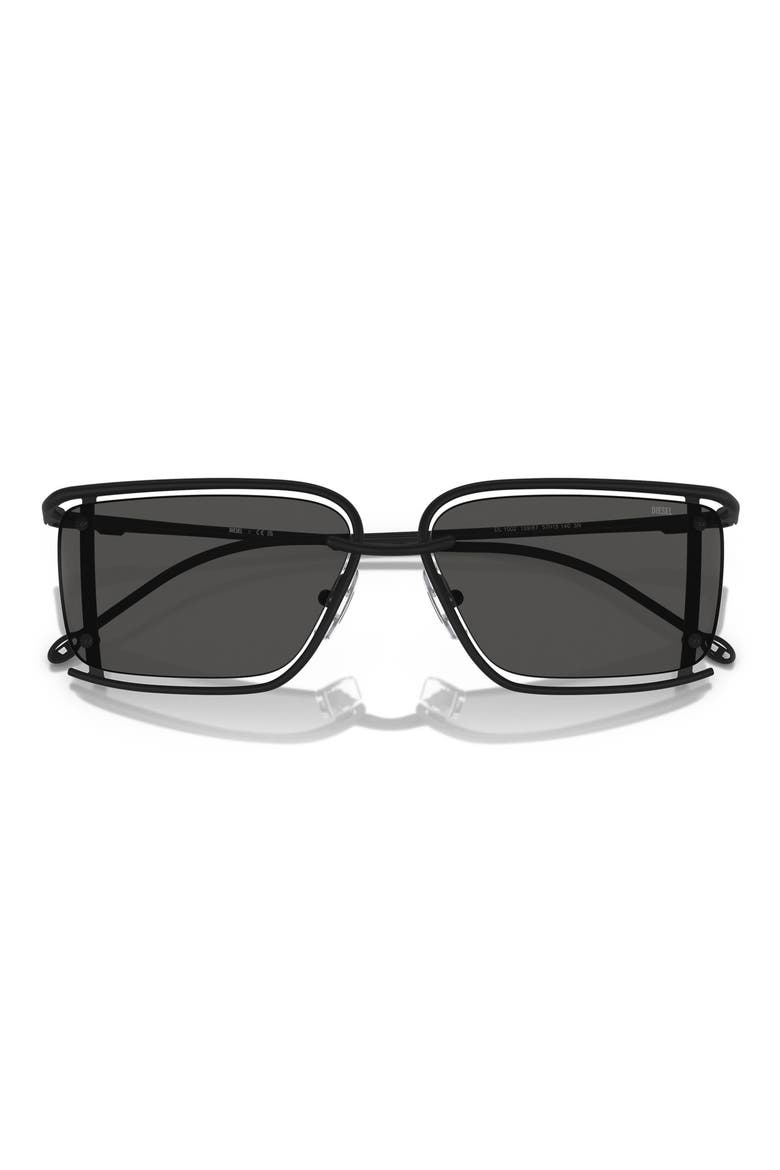 57mm Rectangular Sunglasses, Alternate, color, MATTE BLACK / DARK GREY