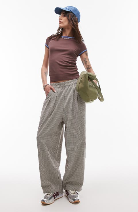 Gingham Tapered Leg Pants