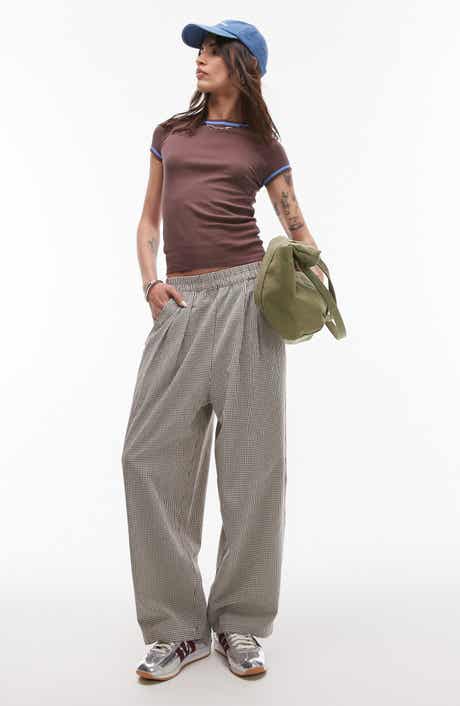 Topshop Gingham Tapered Leg Pants