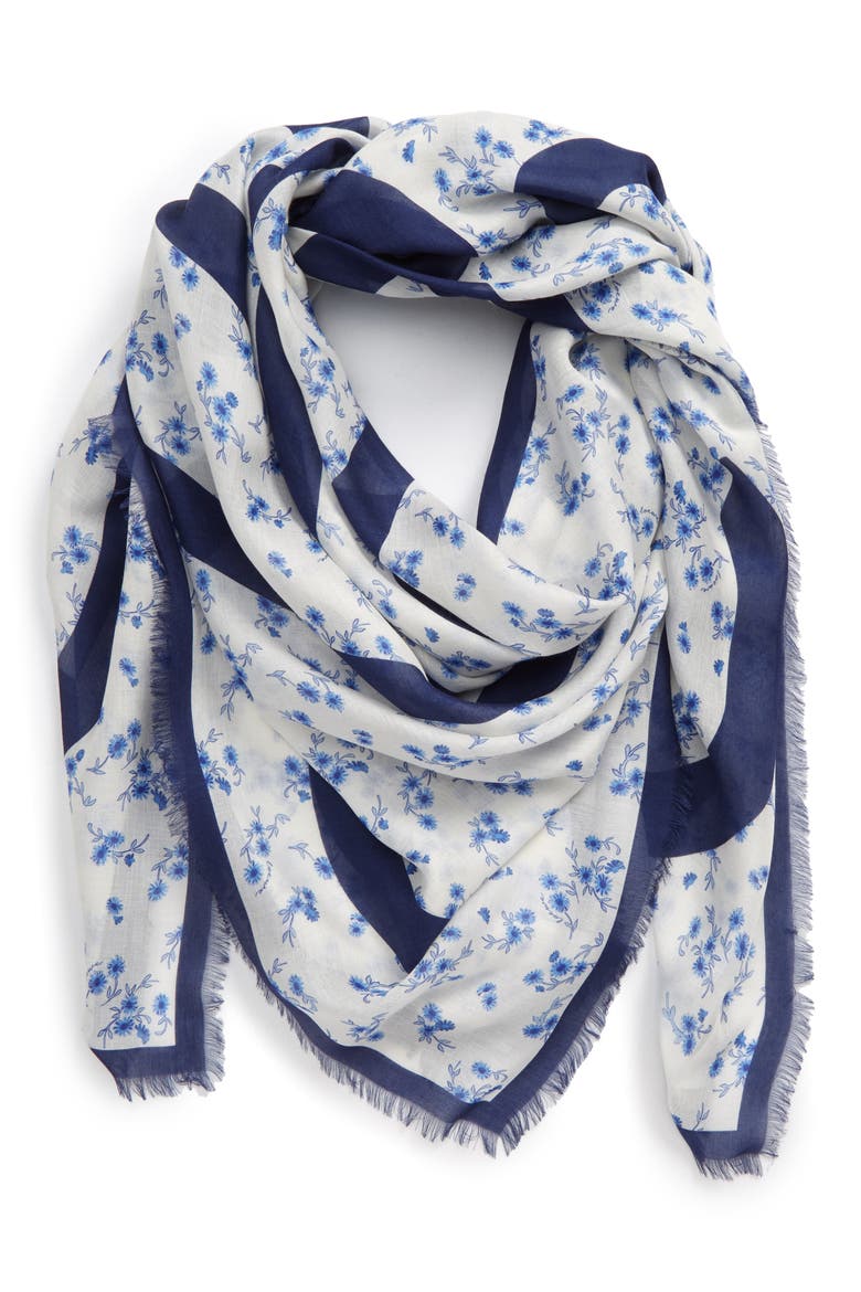 Flower Scarf, Alternate, color, BLUE