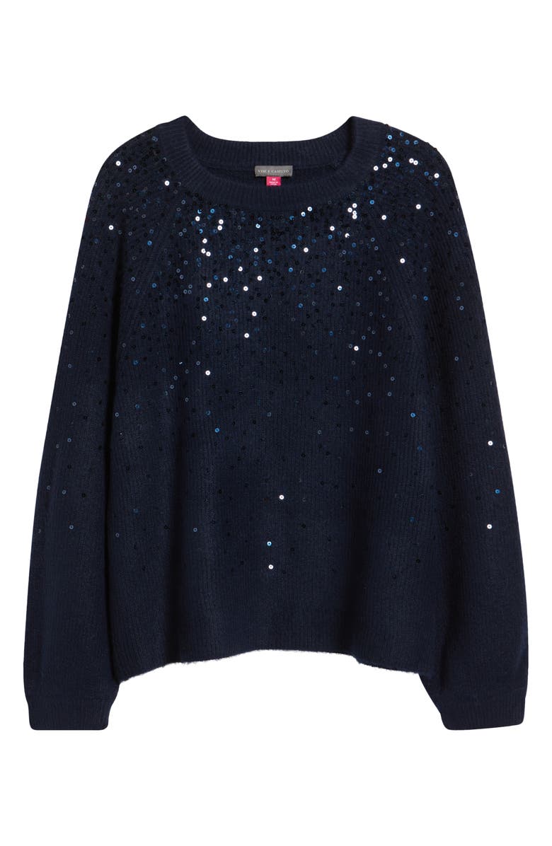 Vince Camuto Sequin Crewneck Sweater, Alternate, color, Bright Blue
