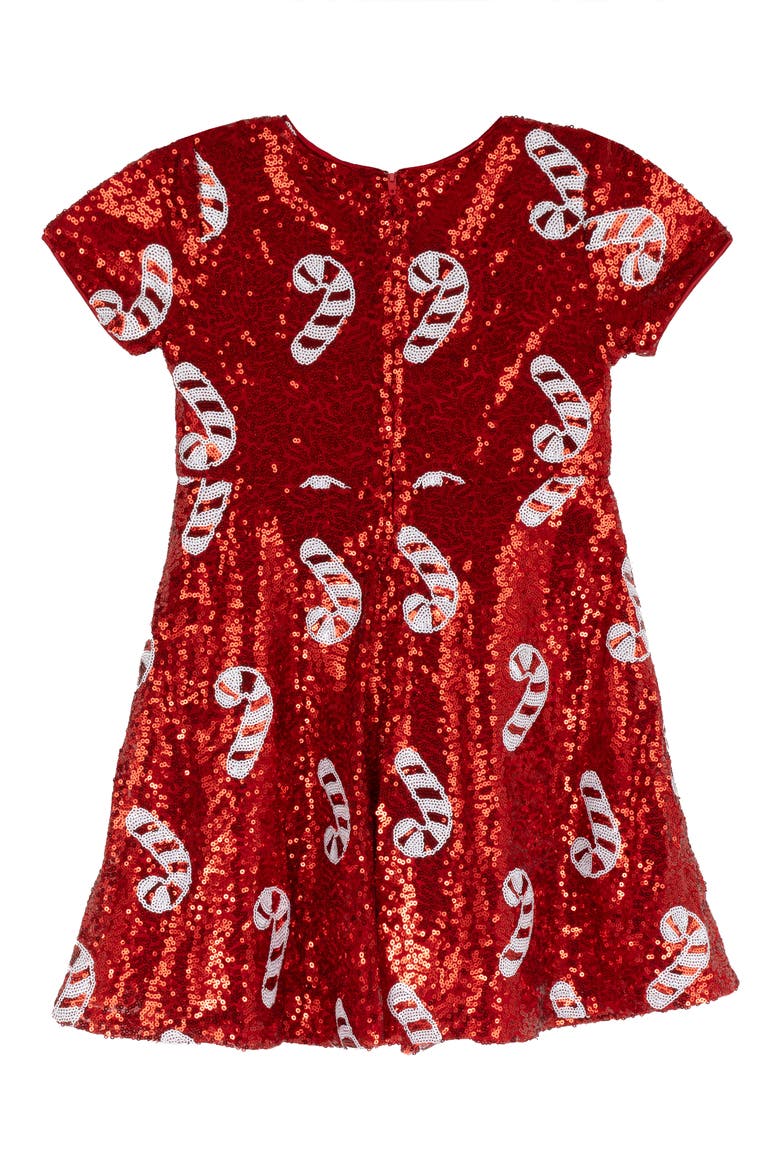 Kids' Candy Cane Sequin Dress, Alternate, color, RED
