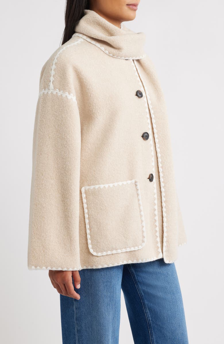 BCBG Embroidered Trim Scarf Coat, Alternate, color,