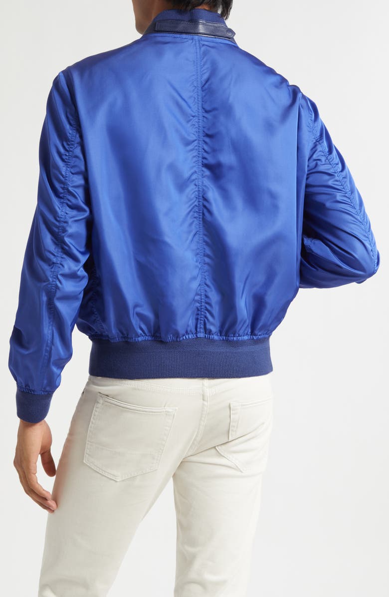 TOM FORD Technical Silk Poplin Bomber Jacket, Alternate, color, Royal Blue