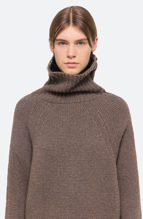 Helmut Lang Zipped Wool-cashmere Turtleneck Sweater In Brown