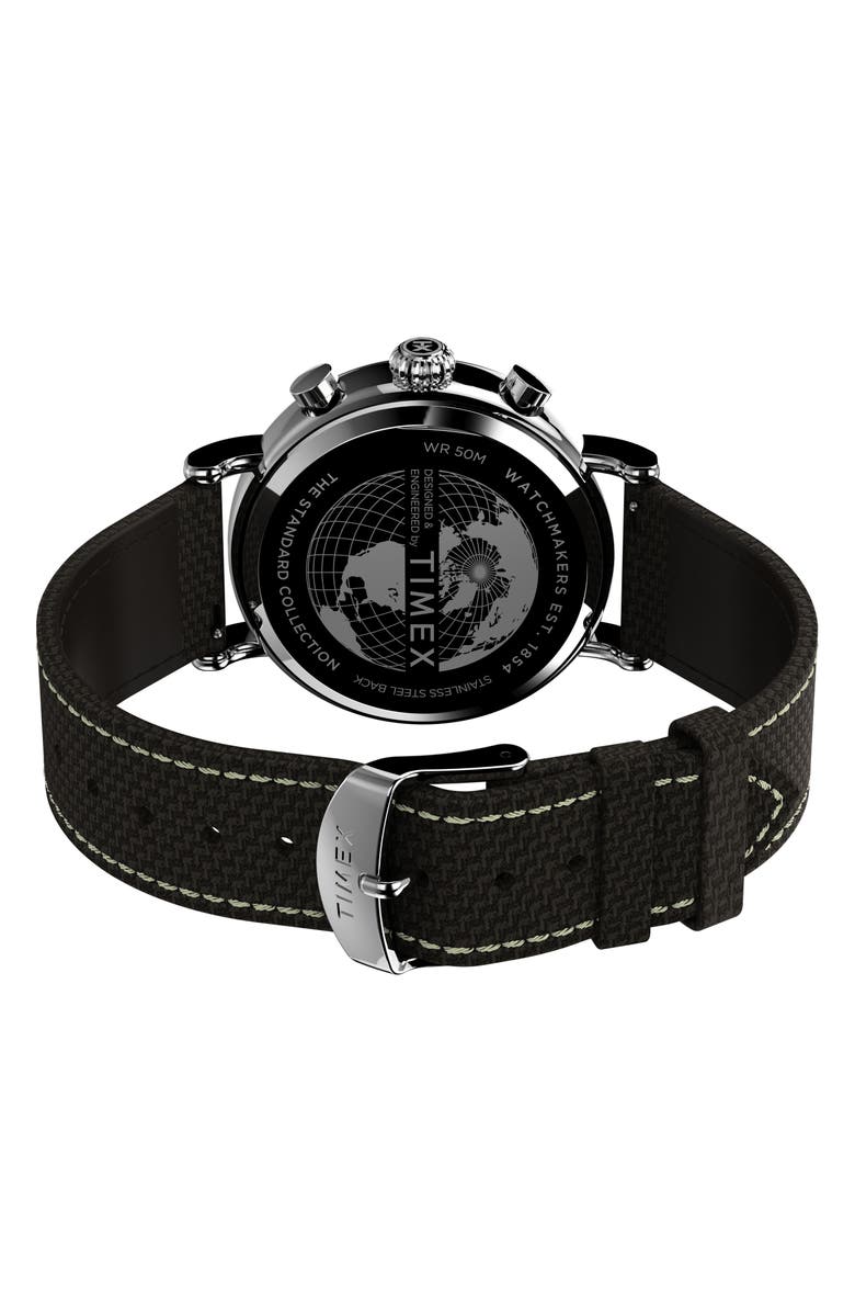 Timex<sup>®</sup> Standard Chronograph Leather Strap Watch, 41mm, Alternate, color, 