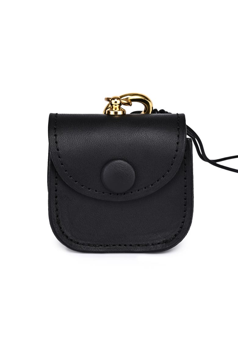 Toti Genuine Leather Mini Structured Charm, Main, color, Black