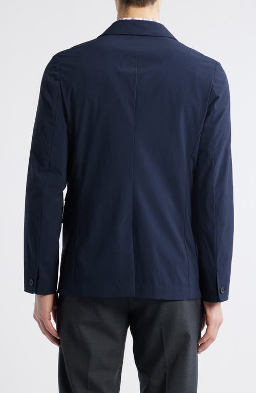 Paul Smith London Solid Navy Water Repellent Stretch Nylon Sport Coat In Blue