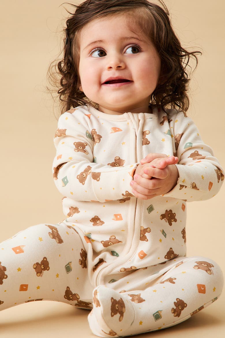 Teddy Bear Two Way Zip-Up Sleepsuit, Alternate, color, Teddy Bear Print