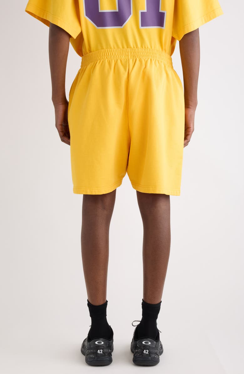 Balenciaga Loop Sports Icon Fleece Sweat Shorts, Alternate, color, 7090 Yellow/ Deep Purple