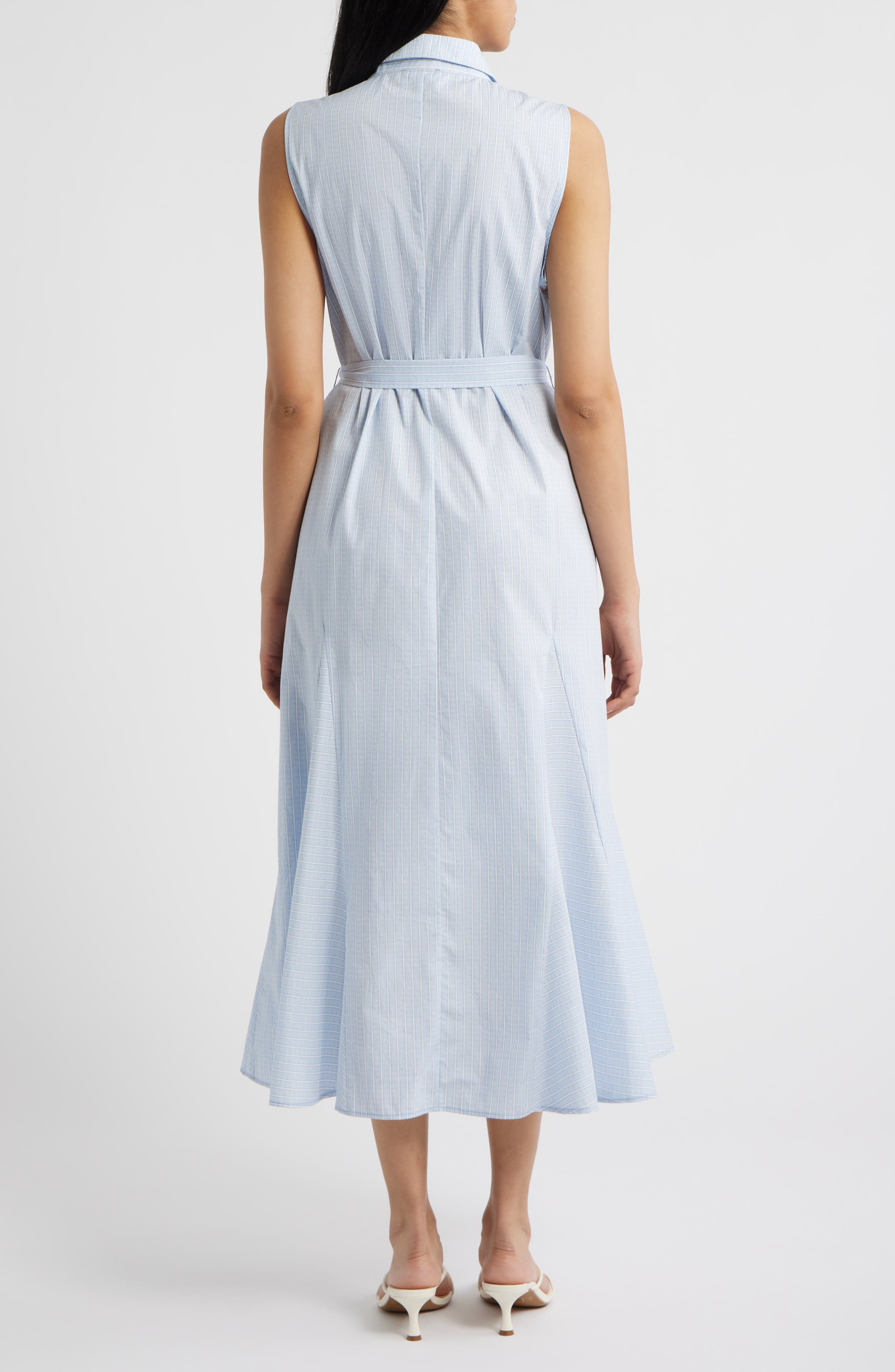 Pinstripe Button-Up Midi Shirtdress - image 2