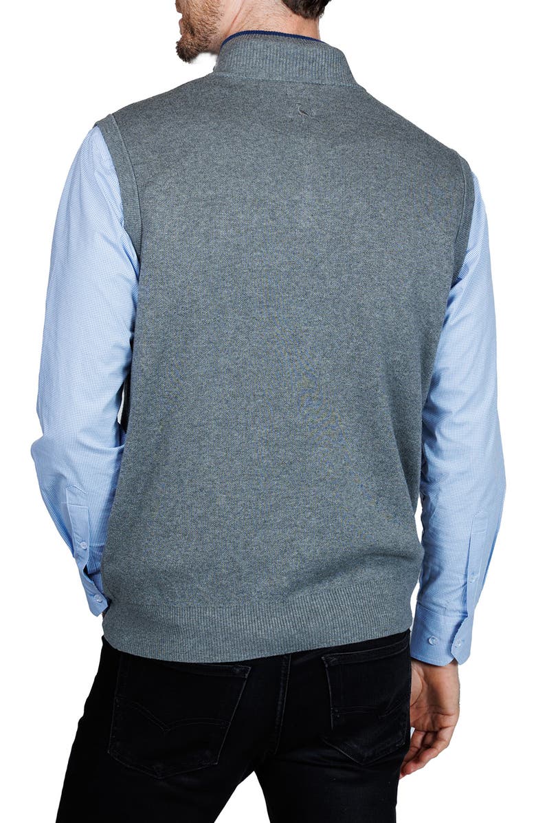 TailorByrd Fine Knit Quarter Zip Sweater Vest, Alternate, color, Grey Heather