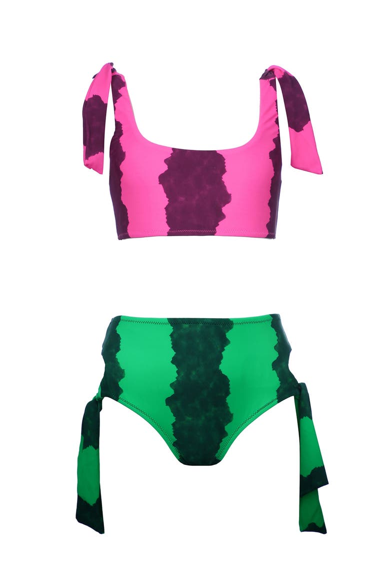 Kids' Tie-Shoulder Two Piece Bikini, Main, color, Pink-Green