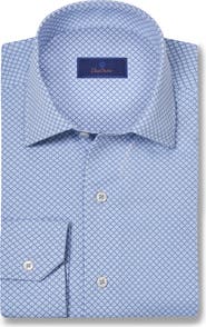 David Donahue Medallion Print Performance Sport Shirt