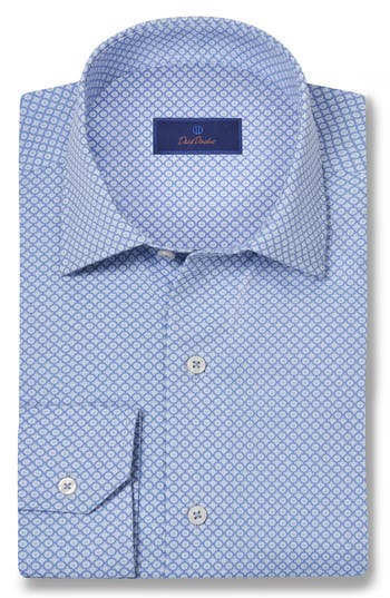 David Donahue Medallion Print Performance Sport Shirt