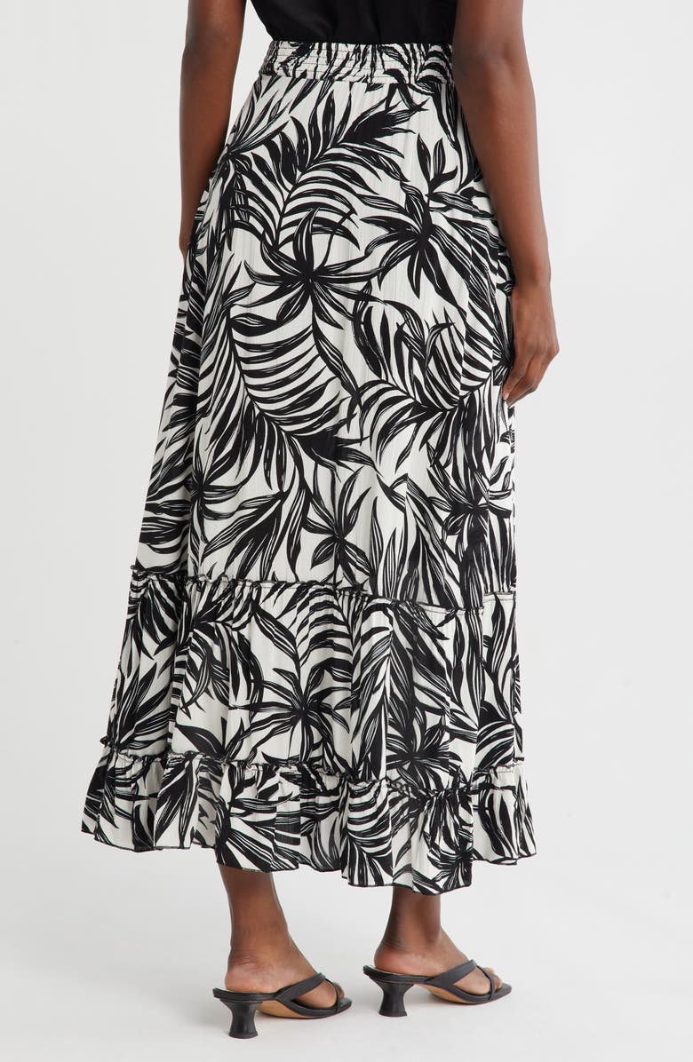 T Tahari Print Skirt, Alternate, color, Black/ Ivory Palm Leaf Print