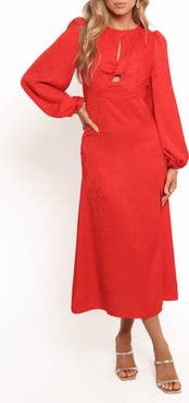 Petal 
Pup Laine Long Sleeve Floral Jacquard Midi Dress