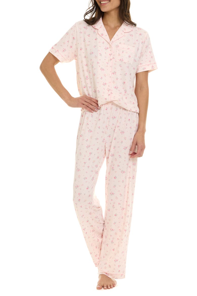 Gabriella Piped Jersey Pajamas, Alternate, color, LIGHT PINK