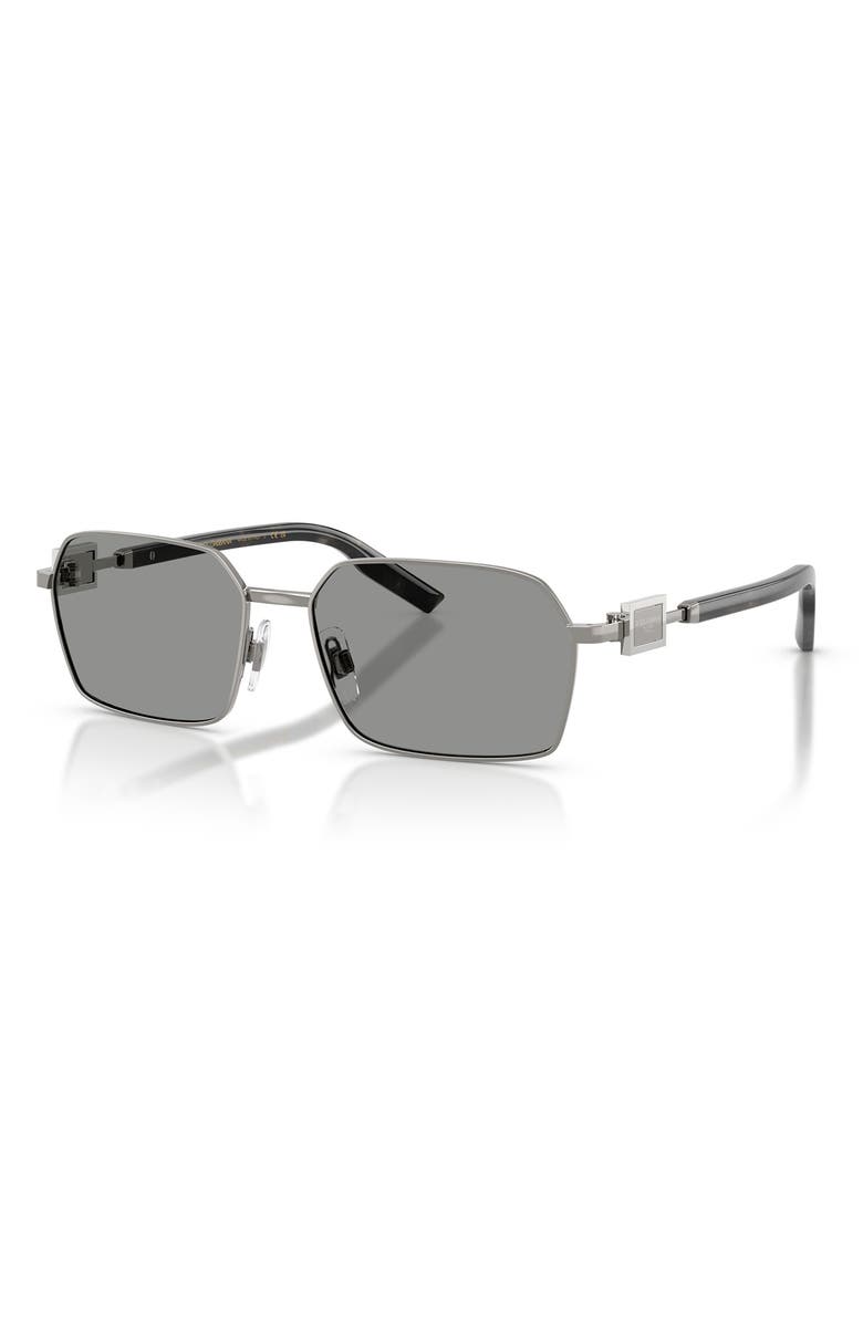Dolce&Gabbana 56mm Rectangular Sunglasses, Alternate, color, Gunmetal