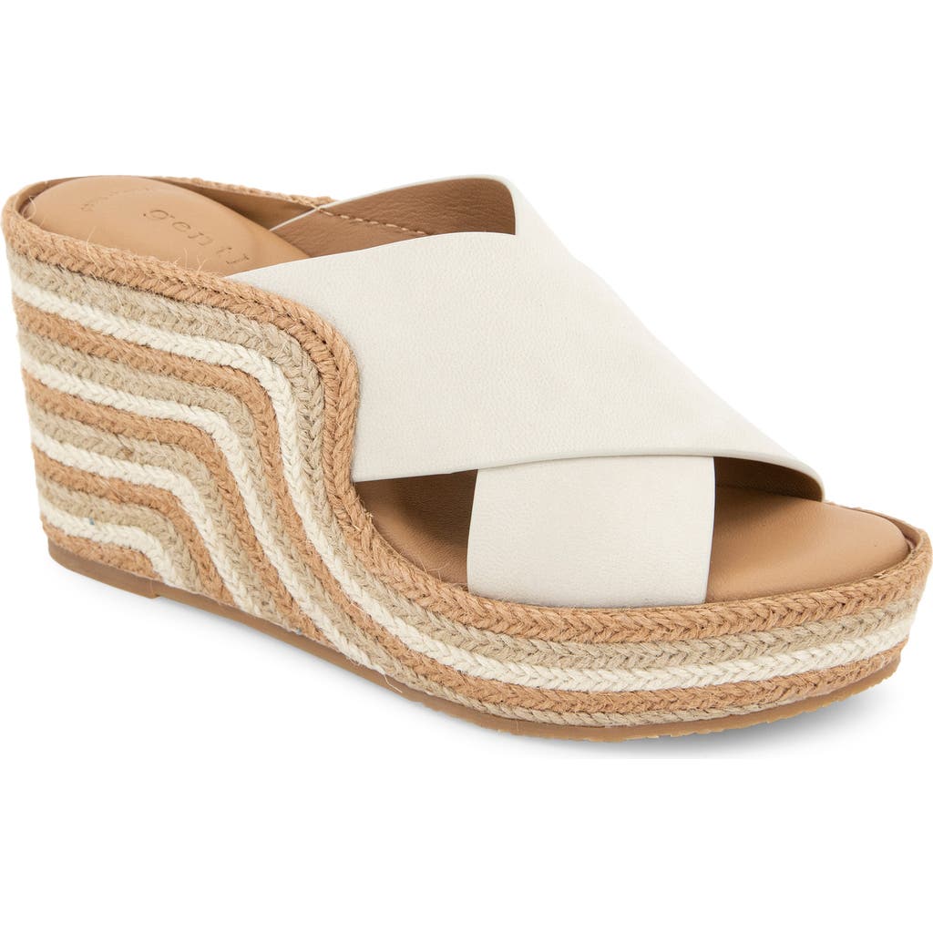 Gentle Souls By Kenneth Cole Porto Espadrille Platform Wedge Slide Sandal In Stone Nubuck