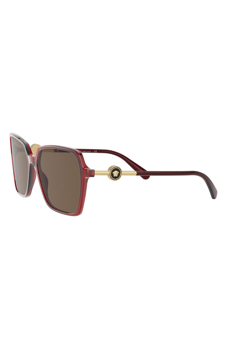Versace 58mm Square Sunglasses, Alternate, color, Transparent Red / Dark Brown