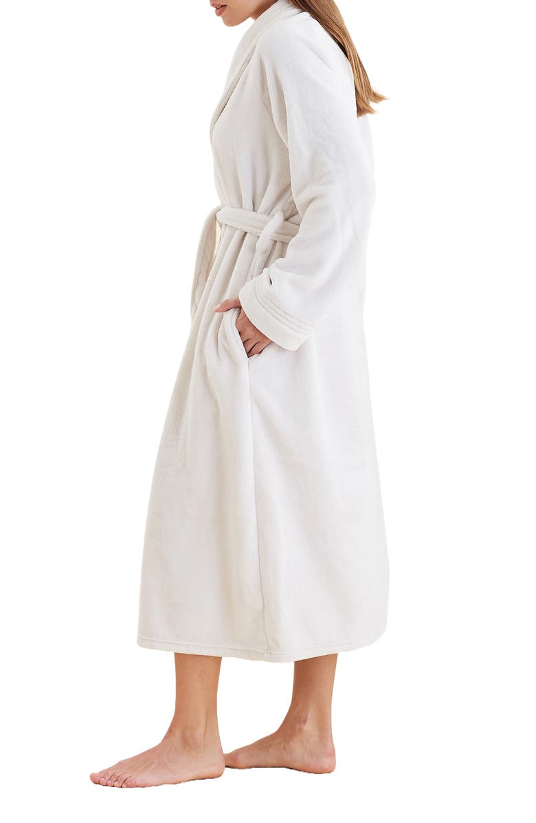 Papinelle Long Plush Robe, Alternate, color, Ecru