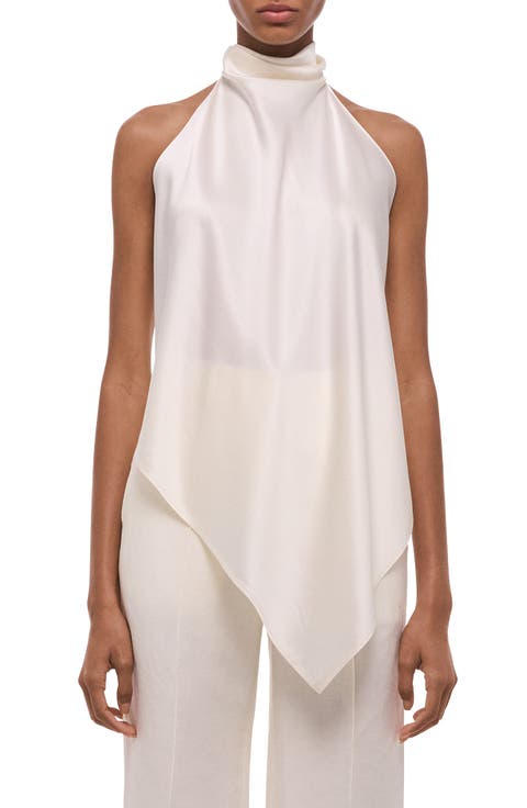 Tie Scarf Sleeveless Silk Top