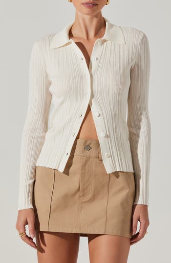 Astr The Label Eliot Variegated Rib Sweater In White