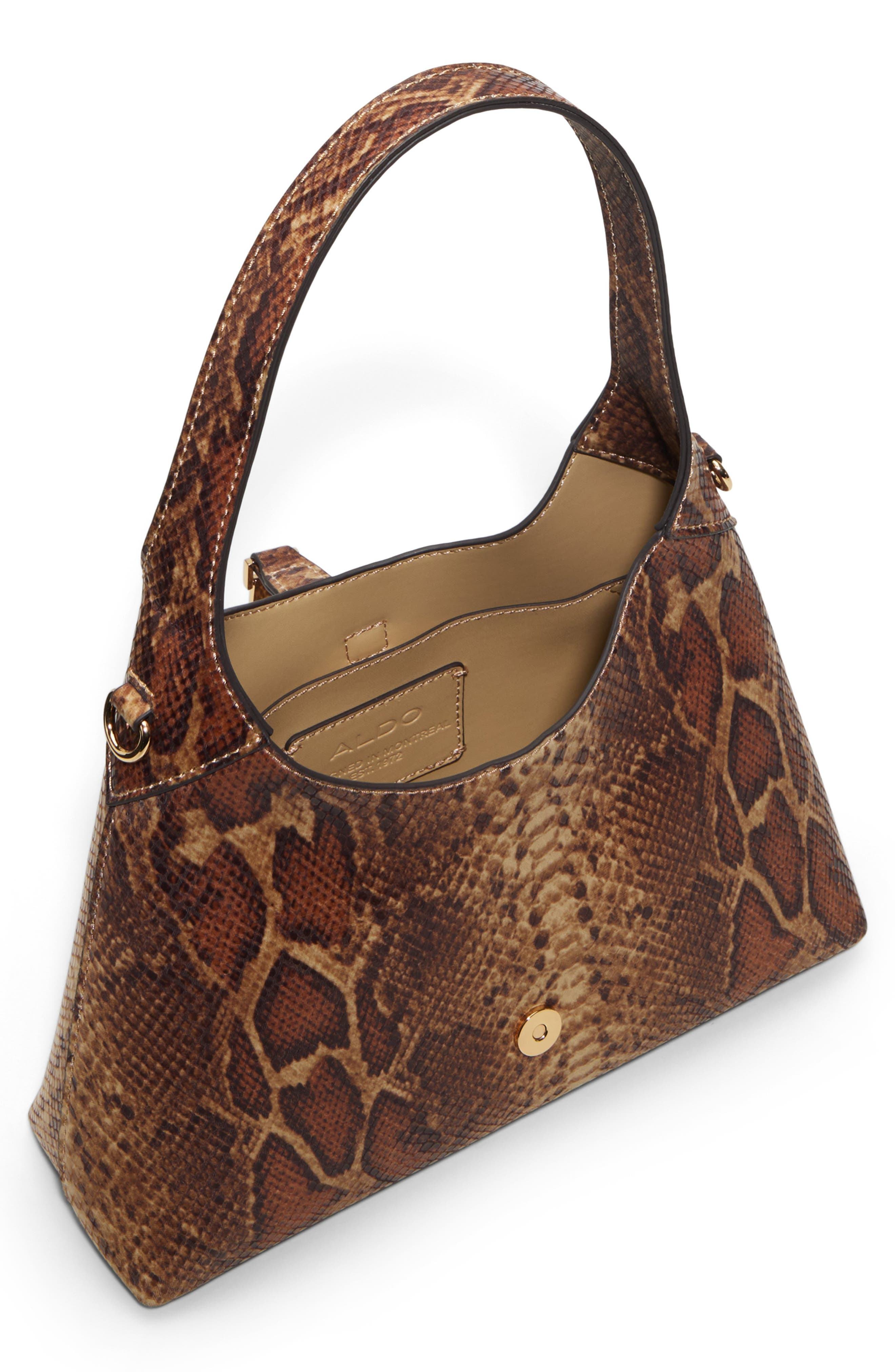 ALDO Harperminii Snake Embossed Shoulder Bag, Alternate, color, Other Brown