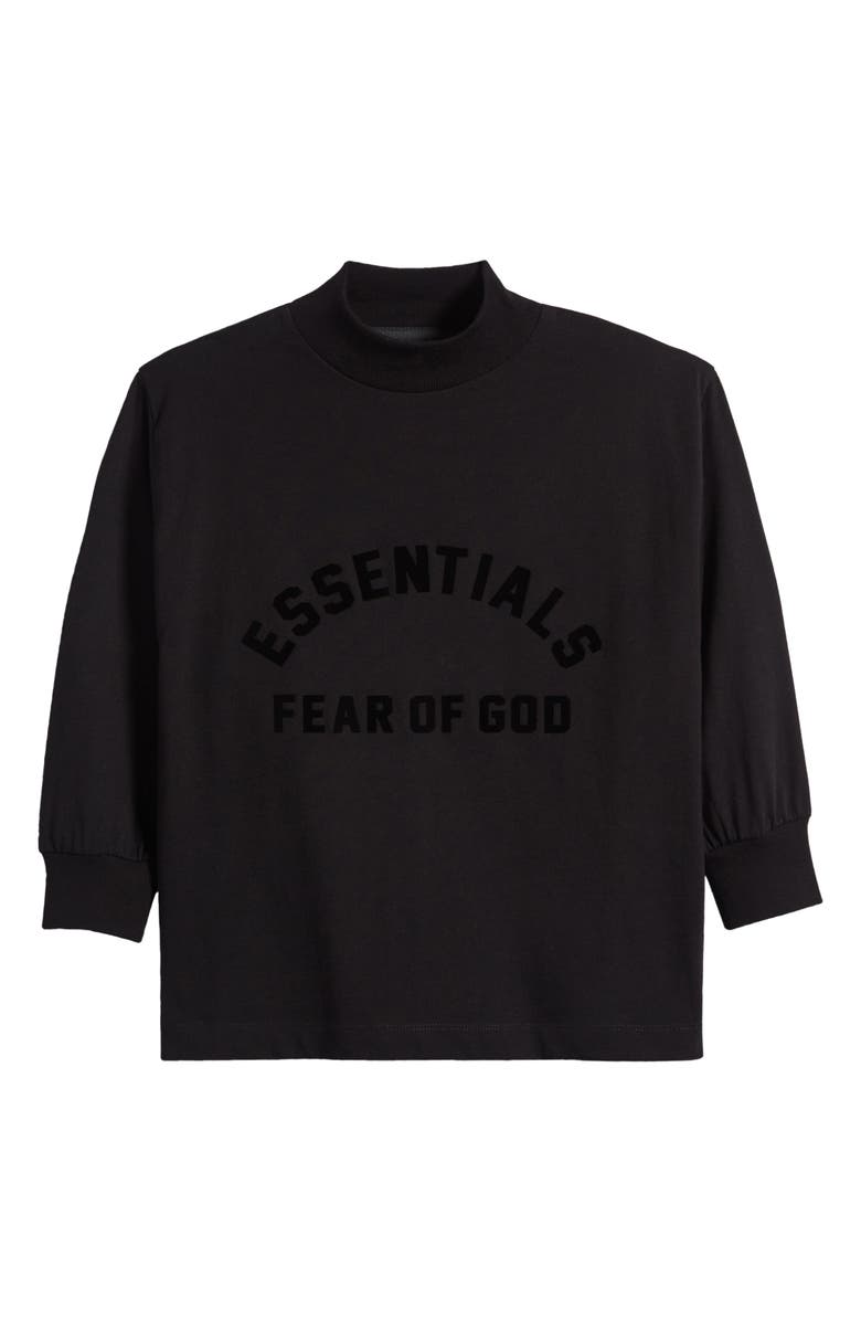 Fear of God Essentials Kids' Essentials Long Sleeve Mock Neck Cotton Graphic T-Shirt, Main, color, 