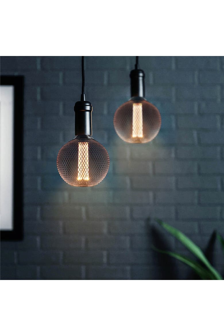 LED Decorative Light Bulb, Vintage Black Metal Cage Edison Light, Alternate, color, Black Round